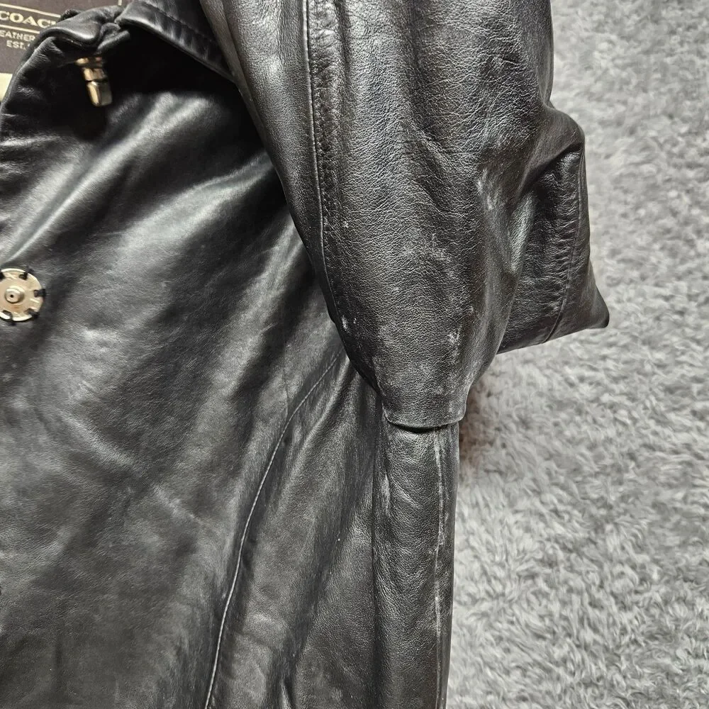 Coach Womens Black Leather Jacket Size XS Mid Length